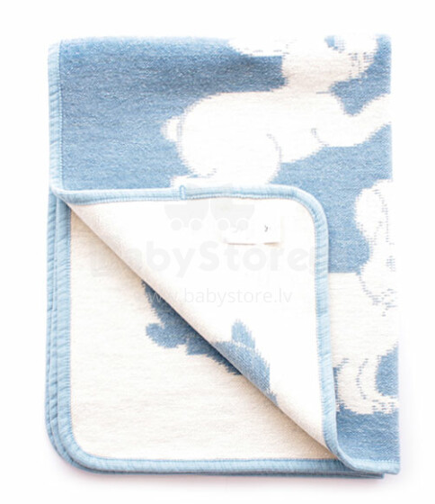 Cotton Eco blanket Art.0772 Blue/White Cotton Chenille 70*90cm