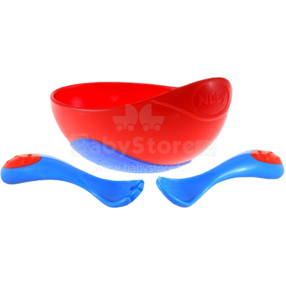 Nuby Art.5327 Sure Grip™ Bowl A bowl with a spoon and a fork