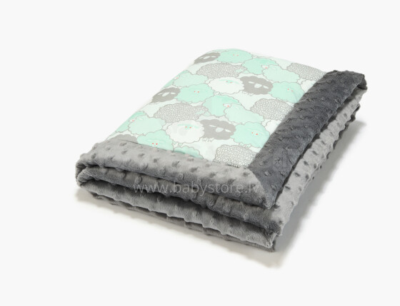 La Millou Art. 83427 Infart Blanket Mint Sheep Family Grey Augstākās kvalitātes divpusēja sedziņa (65x75 cm) 