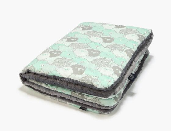 La Millou Art. 83464 Toddler Blanket Mint Sheep Family Grey Высококачественное детское двустороннее одеяло от Дизайнера Ла Миллоу (80x100 см)