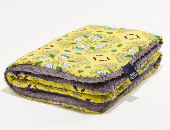 La Millou By Anna Mucha Art. 83490 Toddler Blanket Skulls Yellow Grey Высококачественное детское двустороннее одеяло (80x100 см)