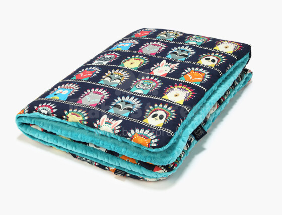 La Millou Art. 83497 Toddler Blanket IIndian Zoo Teal Высококачественное детское двустороннее одеяло (80x100 см)