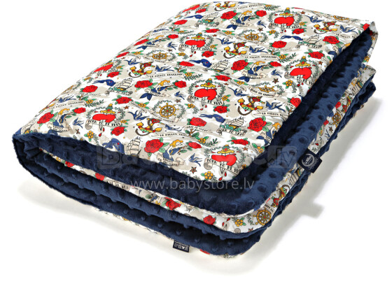 La Millou Art. 83522 Preschooler's Blanket Bright Tattoo Marine Club Navy Высококачественное детское двустороннее одеяло (110x140 см)