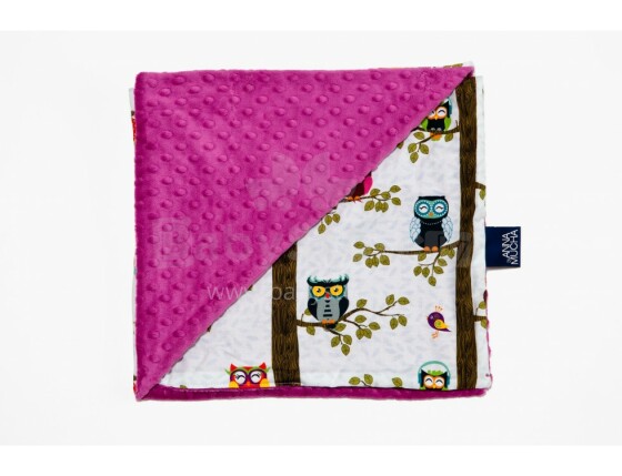 „La Millou“ menas. 83559 „Light Blanket M Owl Radio Raspberry Premium“ lengvas dvipusis antklodė (80x100 cm)