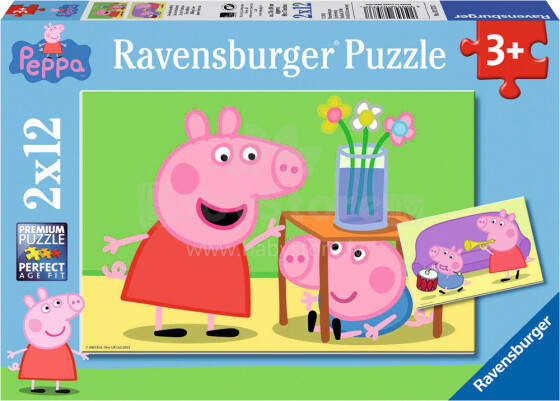 Ravensburger Puzzle Art.R07573 Peppa  puzzle komplekt 2x12 tk.
