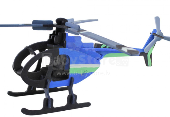 Robotime Art.104370 Puzzle 3D no koka ar krāsam Helikopters