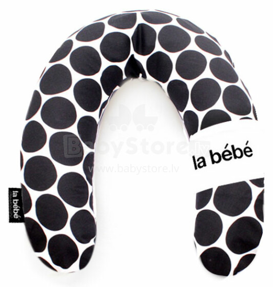 La Bebe™ Rich Maternity Pillow Art.78977 White&Black dots Pakaviņš (pakavs) mazuļa barošana, gulēšanai, pakaviņš grūtniecēm 30x104 cm