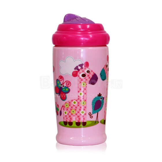 Lorelli Clip Pink Art.1020058 Sportinis butelis su šiaudais 300 ml