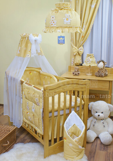 Mamo Tato Bear Col.Light Yellow Kokvilnas gultas veļas komplekts no 11 daļam (60/100x135 cm)