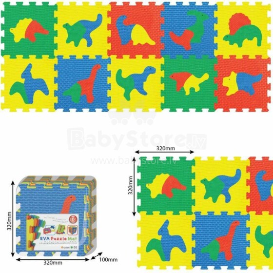 Smily Play Puzzle Art.1021B3 Bērnu daudzfunkcionālais grīdas paklājs puzle Dinozauri no 10 elementiem