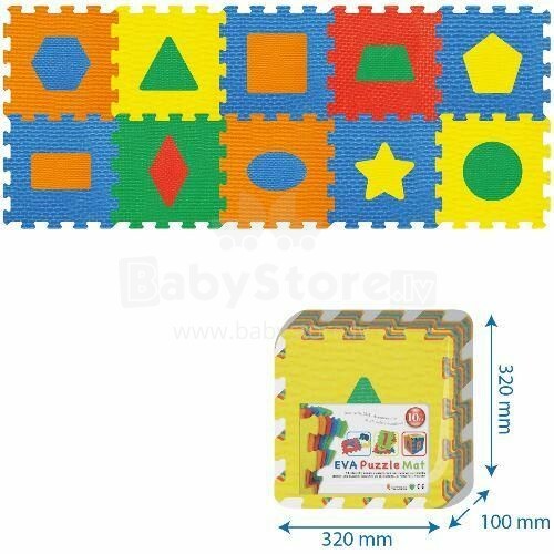 Smily Play Puzzle Art.1043B3 Bērnu daudzfunkcionālais grīdas paklājs puzle Ģemetriskas figūras no 10 elementiem