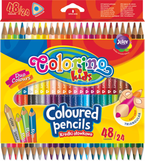 Colorino Kids Art.51705 Duo Colours Bērnu divpusēji trīssturaini krāsainie zīmuļi 48krāsas/24 gb.
