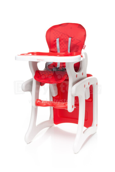 „4Baby'18“ mados kolonėlė. Raudona maitinimo kėdė + stalo transformatorius