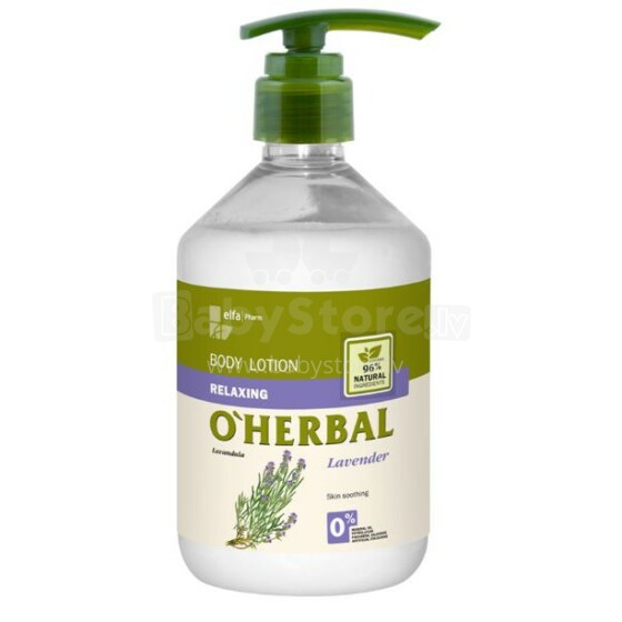 O'HERBAL Art.21902210 Atpalaiduojantis kūno losjonas su levandų ekstraktu, 500 ml