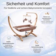 Hammock with Wooden Frame Art.101082 Beige  Bērnu šūpuļis ar koka rāmi - ergonomisks 66 x 150 cm piekarināms atpūtas krēsls