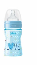 Chicco Love Edition WellBeing Art.09561.00 Blue  Детская пластиковая бутылочка с физиологической соской, 150 мл