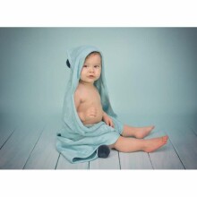 Eko Bamboo Blanket Art.PLE-43 Blue Детское хлопковое одеяло/плед с капюшоном 80x80cм