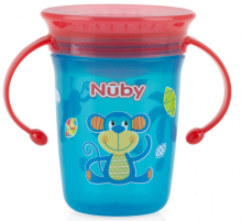 Nuby 360° Wonder Cup Art.10410 Поильничек-непроливайка с ручками и крышкой, 240мл