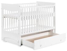 KLUPS LUNA детская кроватка/качалка с опускающейся боковиной и ящиком 120x60см, белый