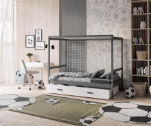 AJK Bramka Art.108428 Grey Стильная молодёжная кровать с матрасом 160x80 см