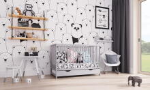 Baby Crib Club Dominik Art.117586 Grey  Детская деревянная кроватка с ящиком 120x60см