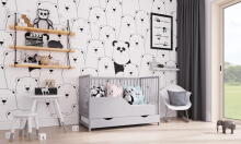 Baby Crib Club Dominik Art.117586 Grey  Детская деревянная кроватка с ящиком 120x60см