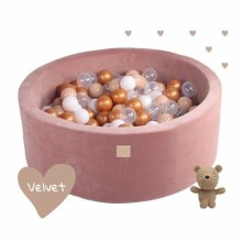 MeowBaby® Color Round Velvet Art.119999 Rožinis sausas baseinas su kamuoliukais (250vnt.)