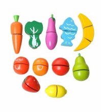 Safety Kid Wood Toys Art.KP1684 Деревянные фрукты и овощи в ведёрке
