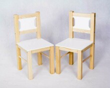 Drewex Set Art.132485 Natural  baltas vaikiškų baldų komplektas - stalas ir 2 kėdės