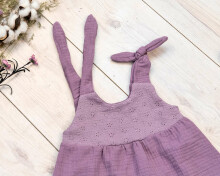 Baby Love Muslin Dresses Art.132816 Violet  Детское муслиновое  платье на завязочках