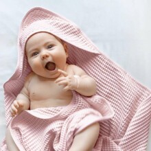La Bebe™ NO Baby Towel  Art.141193 Blush Вафельное полотенце  детское с капюшоном  75x75см