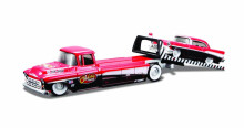 MAISTO DIE CAST Art.15055 1957 Chevrolet Flatbed Truck with 1987 Chevrolet Caprice Yellow with White Top Elite Transport Series 1:64