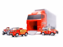 Ikonka Art.KX6681_1 Transporter veoauto TIR kaatrid + metallist autod tuletõrjeauto