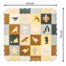 Ikonka Art.KX5421 Putu puzles paklājs / rotaļu paliktnis 36el. dinozauri 143cm x 143cm x1cm