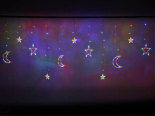 Ikonka Art.KX5247_2 LED moon curtain lights stars 2.5m 138LED multicolour