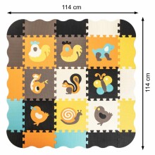 Ikonka Art.KX5210 Putu puzles paklājiņš / rotaļu komplekts bērniem 25gab krāsaini dzīvnieki 114cm x 114cm x 1cm