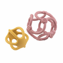 NATTOU 2 bumbiņu komplekts, silikons, rozā-dzeltens