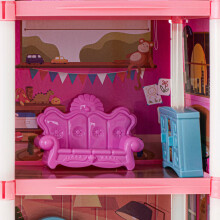 Ikonka Art.KX5140 Leļļu māja villa rozā DIY 4 līmeņu mēbeles