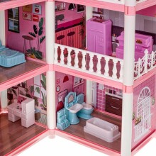 Ikonka Art.KX5140 Dolls' house villa pink DIY 4 levels furniture