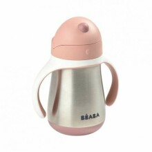 Beaba Steel Cup Art.913482 Pink  Metāliska mācību krūzīte ar salmiņu,250ml