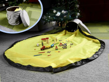 Ikonka Art.KX6259 Mänguasjade organiseerija mänguasjakast plokid mängumattega 2in1 hall-kollane