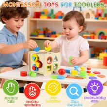 Kidsworld Montessori Wooden Art.152078 Montessori koka rotaļlieta , krāsu šķirošanas spēle, sensorā rotaļlieta, mazuļa formu šķirotājs,