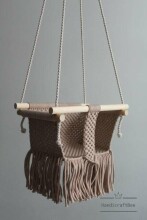 HandicraftBee Art.153322 High-quality adjustable knitted swing for babies in beige (made in Latvia)