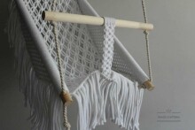 HandicraftBee Art.153323 High-quality adjustable knitted swing for babies in dark gray (made in Latvia)