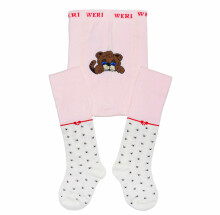 Weri Spezials Children's Tights Racoon Light Pink ART.WERI-2905 High quality children's cotton tights for girls