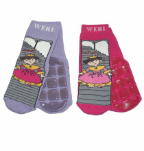 Weri Spezials Children's Non-Slip Socks Cinderella Lilac ART.WERI-1195 High quality children's socks made of cotton with non-slip coating