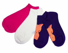 Weri Spezials Children's Sneaker Socks Fox Violet ART.WERI-5521 Pack of three high quality children's cotton sneaker socks