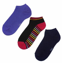 Weri Spezials Children's Sneaker Socks Colorful Stripes Black and Lilac ART.WERI-3753 of three high quality children's cotton sneaker socks