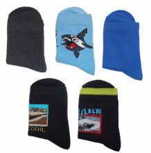 Weri Spezials Children's Socks Shark Medium Blue ART.WERI-3968 Pack of five high quality children's cotton socks
