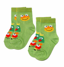 Weri Spezials Children's Socks Frog and Friends Green ART.WERI-1028 Pack of two high quality children's mercerized cotton socks